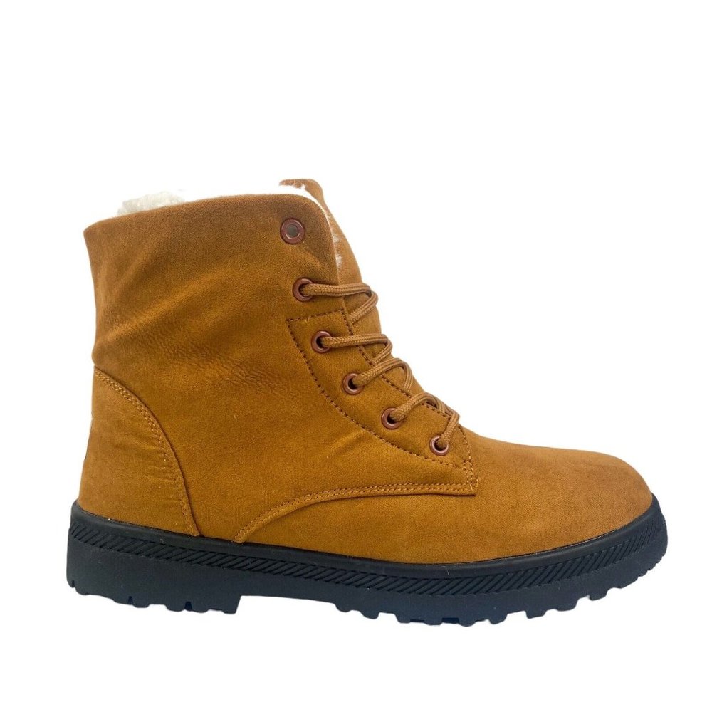 GO Womens Chestnut Brown Winter Faux Fur Lined Lace Up Snow Boot Size 42 US 9